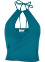URBAN CLASSICS Ladies Short Wraped Neckholder Top - watergreen