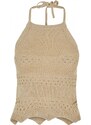 URBAN CLASSICS Ladies Short Crochet Knit Neckholder Top - softseagrass