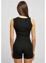 URBAN CLASSICS Ladies Rib Knit Asymmetric Top - black