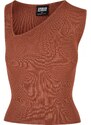 URBAN CLASSICS Ladies Rib Knit Asymmetric Top - terracotta