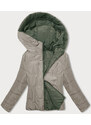 S'WEST Dwustronna krótka kurtka z kapturem khaki-beż (B8181-11046)