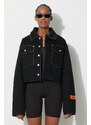 Heron Preston kurtka jeansowa Rebuilt Denim Jacket damska kolor czarny przejściowa oversize HWYE013F23DEN0011000