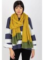 ModaMia Żółto-zielony dwukolorowy szal damski z dzianiny