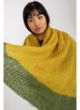 ModaMia Żółto-zielony dwukolorowy szal damski z dzianiny