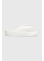 Crocs japonki Classic Platform Flip damskie kolor biały na platformie 207714