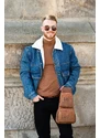 Paolo Peruzzi Plecak Męski Na Jedno Ramię Skórzany Brązowy Plecak Miejski T-38-Br