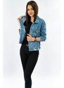 M.B.J. Krótka damska kurtka jeansowa niebieska (SF355#)
