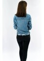 M.B.J. Krótka damska kurtka jeansowa niebieska (SF355#)