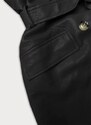 Dwurzędowy klasyczny płaszcz damski ze skóry ekologicznej Ann Gissy czarny (AG6-30)