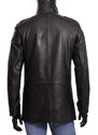 CARLO MONTI BILK950 - Czarny płaszcz skórzany męski z futerkiem na kołnierzu DORJAN