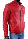 FLP461 - Czerwona kurtka skórzana męska w stylu vintage DORJAN