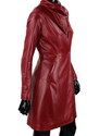EST467 - czerwony płaszcz skórzany damski z kieszeniami DORJAN