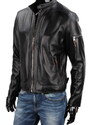 CARLO MONTI KEN451 - męska kurtka skórzana biker z czarnej skóry naturalnej DORJAN
