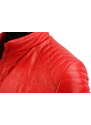 CARLO MONTI NIK462 - Czerwona kurtka skórzana męska z pikowana poziomo DORJAN
