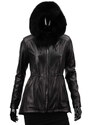 CARLO MONTI PAR450 - czarna kurtka parka damska ze skóry naturalnej DORJAN