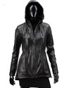 CARLO MONTI PAR450 - czarna kurtka parka damska ze skóry naturalnej DORJAN