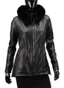 CARLO MONTI PAR450 - czarna kurtka parka damska ze skóry naturalnej DORJAN