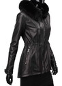 CARLO MONTI PAR450 - czarna kurtka parka damska ze skóry naturalnej DORJAN