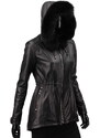 CARLO MONTI PAR450 - czarna kurtka parka damska ze skóry naturalnej DORJAN