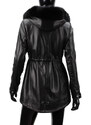 CARLO MONTI PAR450 - czarna kurtka parka damska ze skóry naturalnej DORJAN