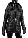 CARLO MONTI ADL450 - ocieplana czarna parka skórzana damska z kapturem DORJAN