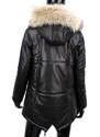 CARLO MONTI ADL450 - ocieplana czarna parka skórzana damska z kapturem DORJAN