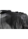 EML450 - Czarny skórzany płaszcz męski zapinany na guziki DORJAN