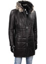 CARLO MONTI EDW450 - Ciepły pikowany płaszcz skórzany męski z kapturem DORJAN