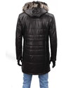 CARLO MONTI EDW450 - Ciepły pikowany płaszcz skórzany męski z kapturem DORJAN