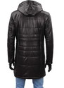 CARLO MONTI EDW450 - Ciepły pikowany płaszcz skórzany męski z kapturem DORJAN