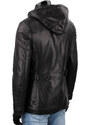 FLX450 - Uniwersalna czarna kurtka skórzana męska z kapturem DORJAN