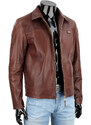 PAO122 - Klasyczna brązowa kurtka skórzana męska vintage DORJAN