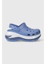 Crocs klapki Classic Mega Crush Clog damskie kolor niebieski na platformie 207988