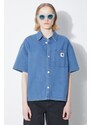 Carhartt WIP koszula jeansowa Lovilia damska kolor niebieski relaxed z kołnierzykiem klasycznym I031935.160