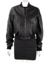 WLA951 - Czarna bomberka skórzana damska z czarnej skóry owczej DORJAN
