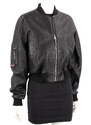 WLA951 - Czarna bomberka skórzana damska z czarnej skóry owczej DORJAN