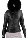 CARLO MONTI HLN450 - pikowana kurtka skórzana damska z odpinanym lisem DORJAN