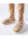 Gemre Beżowe ciepłe kapcie