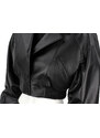 NAT450 - Czarna bomberka skórzana damska z luźnymi rękawami DORJAN