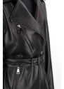 IRA450 - Damska ramoneska oversize z czarnej skóry naturalnej DORJAN