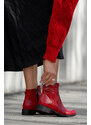 Obuwie Botki Damskie Zima skóra naturalna Czerwone 156 Z ElitaBut