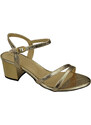 Obuwie Damskie Złote Skóra Naturalna 197 Sandały Zmysłowo Odsłaniające Stopę ElitaBut
