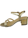 Obuwie Damskie Złote Skóra Naturalna 197 Sandały Zmysłowo Odsłaniające Stopę ElitaBut