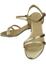 Obuwie Damskie Złote Skóra Naturalna 197 Sandały Zmysłowo Odsłaniające Stopę ElitaBut
