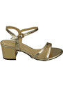 Obuwie Damskie Złote Skóra Naturalna 197 Sandały Zmysłowo Odsłaniające Stopę ElitaBut
