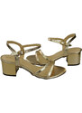 Obuwie Damskie Złote Skóra Naturalna 197 Sandały Zmysłowo Odsłaniające Stopę ElitaBut