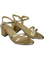 Obuwie Damskie Złote Skóra Naturalna 197 Sandały Zmysłowo Odsłaniające Stopę ElitaBut