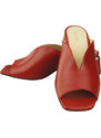 Obuwie Damskie Klapki Na Obcasie Czerwone Skóra naturalna 210 ElitaBut