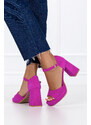 Fuksjowe sandały skórzane na klocku z zakrytą piętą PRODUKT POLSKI Casu 2321