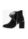 Czarne botki damskie z gumą na ozdobnym obcasie Casu D212X10-B